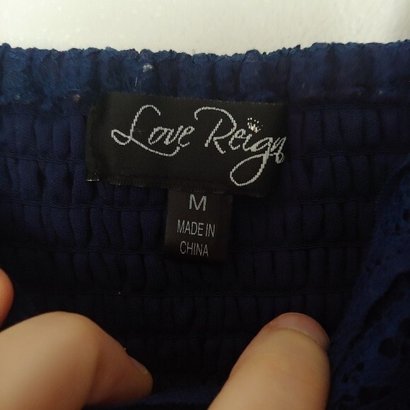 Love Reign Navy Lace Peplum Waist Dress Medium - Picture 3 of 4